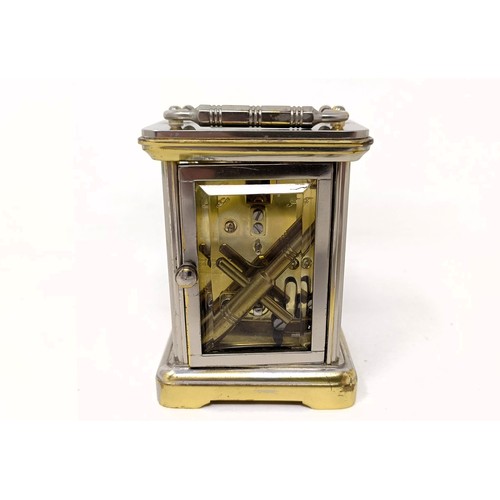 1296 - ***Withdrawn*** A miniature carriage clock, by Garrard & Co, in a silver plated case, 10 cm high