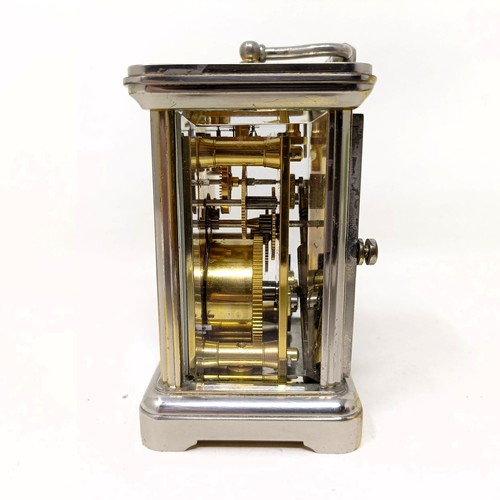 1296 - ***Withdrawn*** A miniature carriage clock, by Garrard & Co, in a silver plated case, 10 cm high