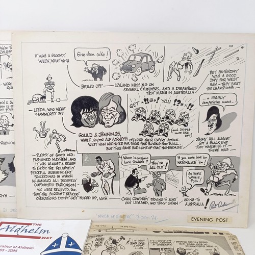 1295 - An Evening Post Match Of The Day, 7th December 1934, cartoon, pen and ink, signed Pat Adams, 29 x 36... 