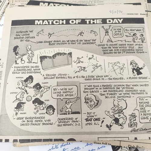 1295 - An Evening Post Match Of The Day, 7th December 1934, cartoon, pen and ink, signed Pat Adams, 29 x 36... 