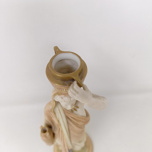 1258 - A Royal Worcester blush ivory classical figure holding an urn, 24 cm high