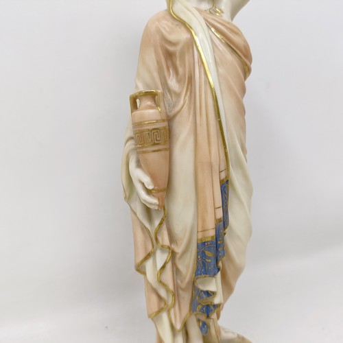 1258 - A Royal Worcester blush ivory classical figure holding an urn, 24 cm high