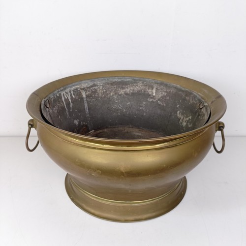 1318 - A brass wine cooler, 50 cm wide