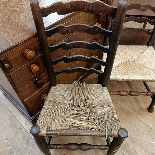 1434 - An oak bureau, a pair of chairs and a trolley (4)