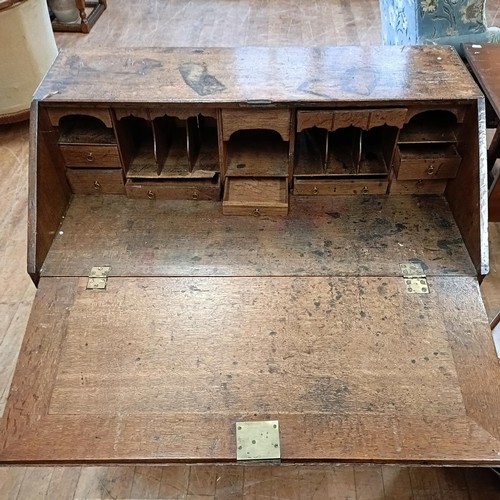 1434 - An oak bureau, a pair of chairs and a trolley (4)