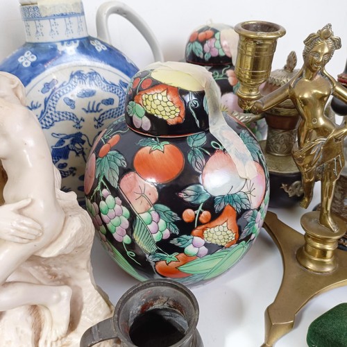 1234 - ***Withdrawn*** A Chinese blue and white teapot, assorted ceramics and other items (box)