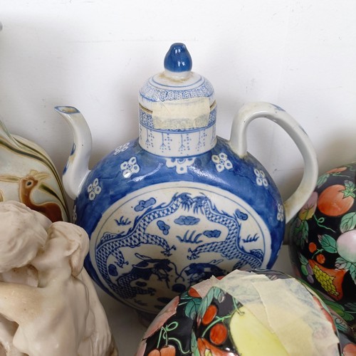 1234 - ***Withdrawn*** A Chinese blue and white teapot, assorted ceramics and other items (box)