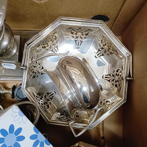 1239 - Assorted silver plate, and assorted prints (2 boxes)