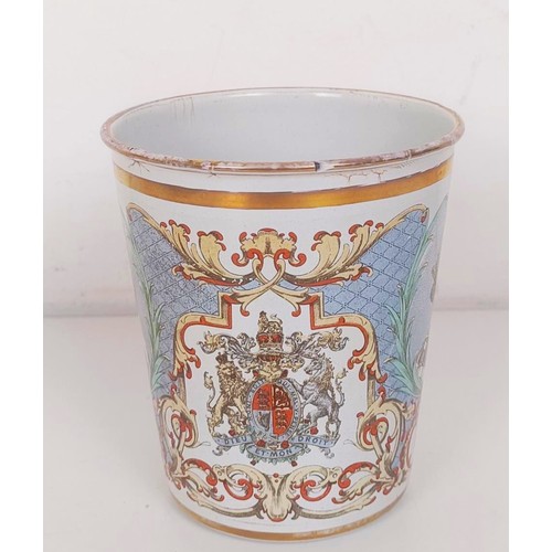 1219 - An enamel beaker, commemorating the Diamond Jubilee of Queen Victoria, and a plate (2)