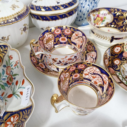 1243 - A 19th century Staffordshire sucrier, assorted cups, saucers and other ceramics (box)