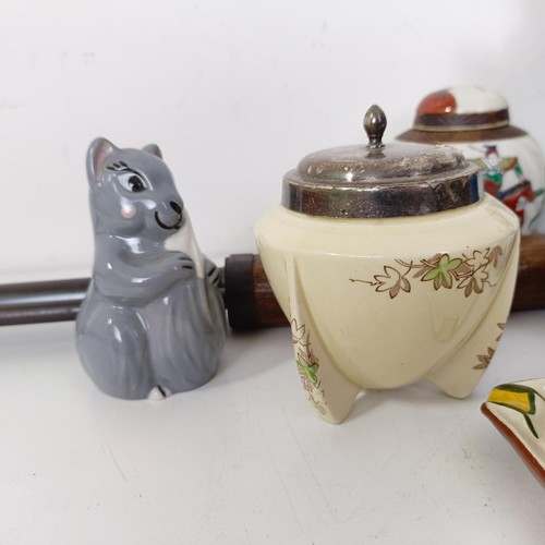 1250 - A Sylvac rabbit, a novelty ashtray, decorated gnome, a child's air rifle, other items and pictures (... 