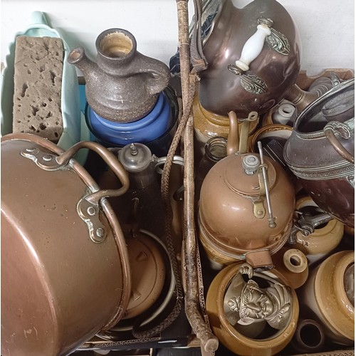 1228 - Assorted metalwares, ceramics and other items (3 boxes)