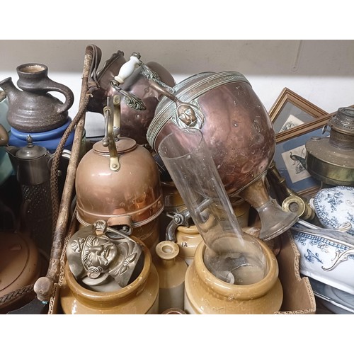 1228 - Assorted metalwares, ceramics and other items (3 boxes)