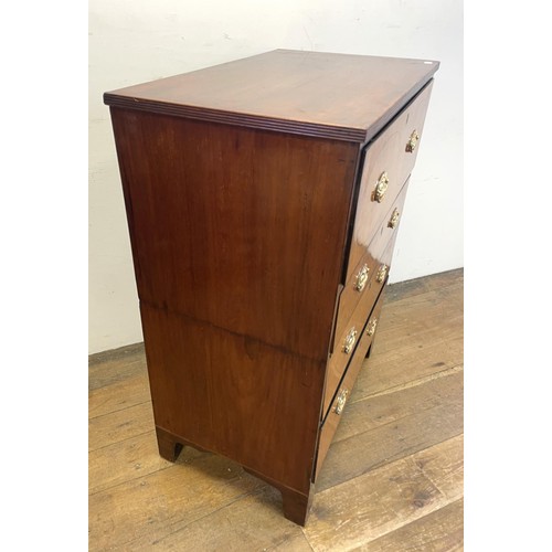 1416 - A 19th century mahogany and birdseye maple secretaire chest, of small proportions, having a fitted d... 