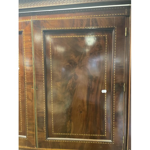 1401 - A Edwardian inlaid mahogany compactum, 220 cm high x 230 cm wide