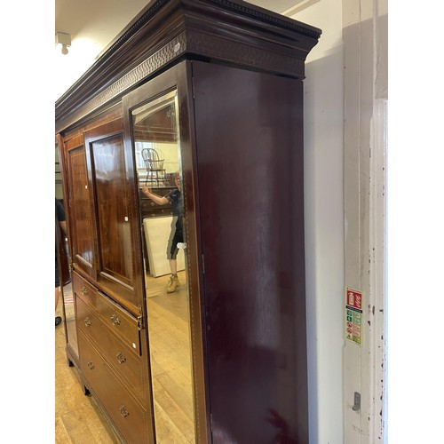 1401 - A Edwardian inlaid mahogany compactum, 220 cm high x 230 cm wide