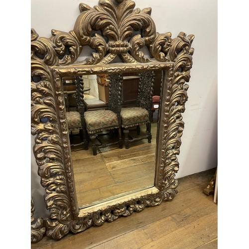 1424 - A pair of modern rococo style mirrors, 147 x 93 cm (2)