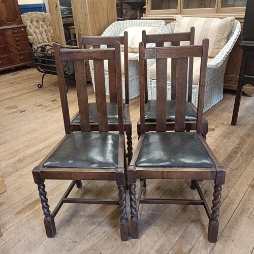 1443 - An oak refectory style dining table, the top 183 x 77 cm, four chairs, two whatnots, and a stool (8)