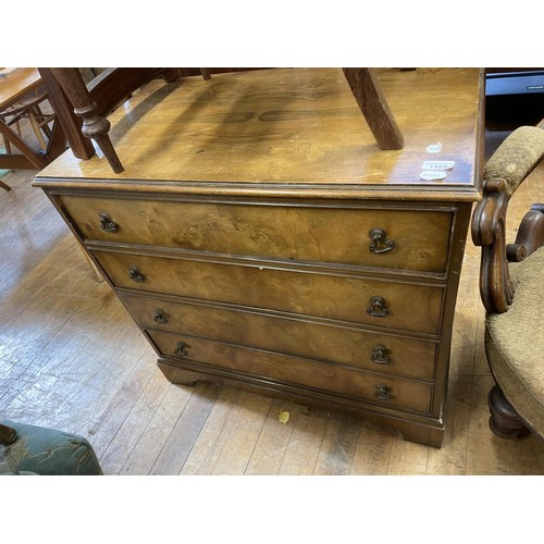 1425 - A set of six mahogany dining chairs, and a walnut chest (7)