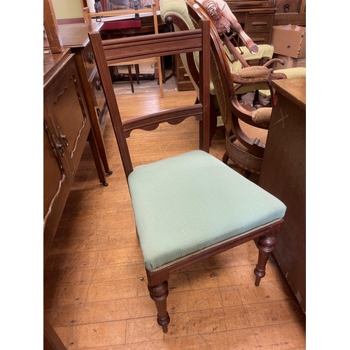 1425 - A set of six mahogany dining chairs, and a walnut chest (7)