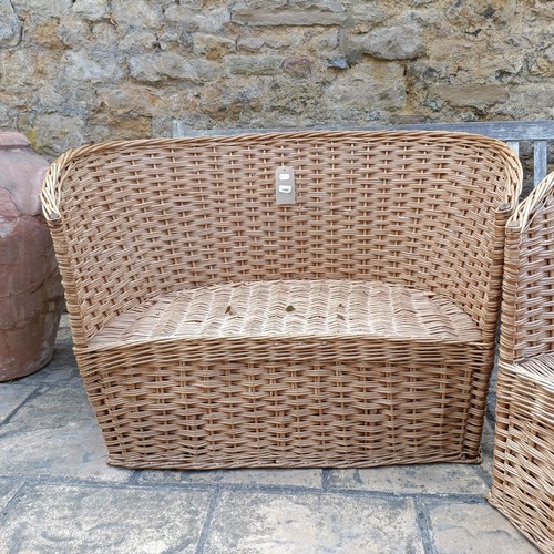 1489 - A wicker garden settee, of small proportions, made by Eddie Barnard of Boroughbridge, and a matching... 