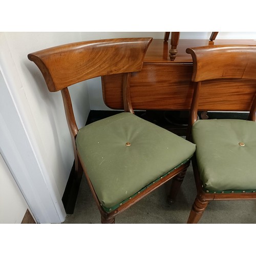 1536 - A mahogany sofa table, 110 cm wide, and a set of four mahogany dining chairs