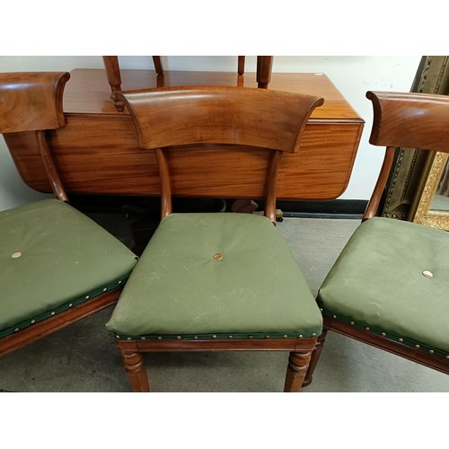 1536 - A mahogany sofa table, 110 cm wide, and a set of four mahogany dining chairs