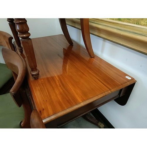 1536 - A mahogany sofa table, 110 cm wide, and a set of four mahogany dining chairs