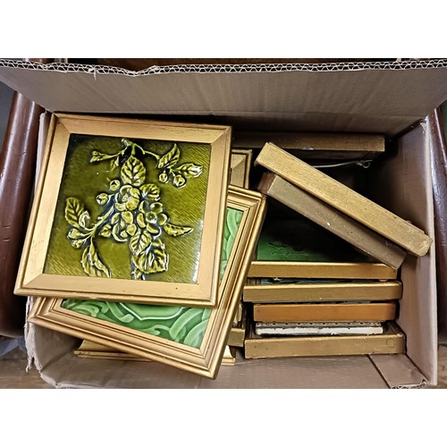 1343 - A Minton Secessionist tile, 14 x 14 cm, and assorted other Secessionist style tiles (box)