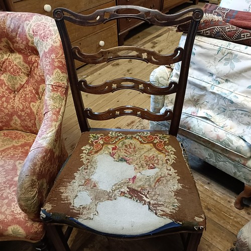 1099 - A button back armchair and a ladderback chair (2)