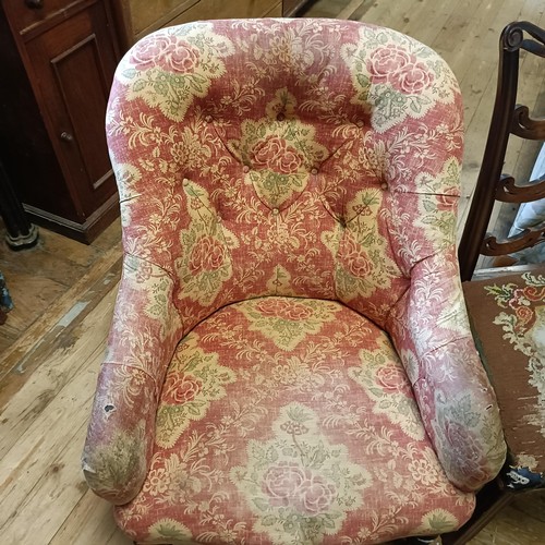 1099 - A button back armchair and a ladderback chair (2)