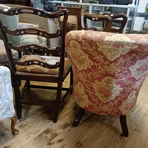 1099 - A button back armchair and a ladderback chair (2)