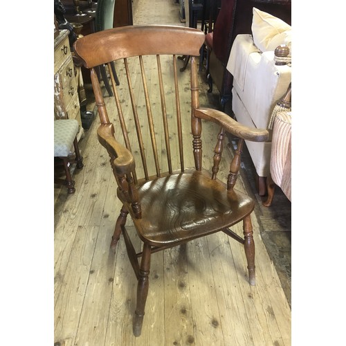 1408 - A walnut demi-lune side table, 110 cm wide, an oak corner cabinet, an oak arm chair, a mahogany desk... 