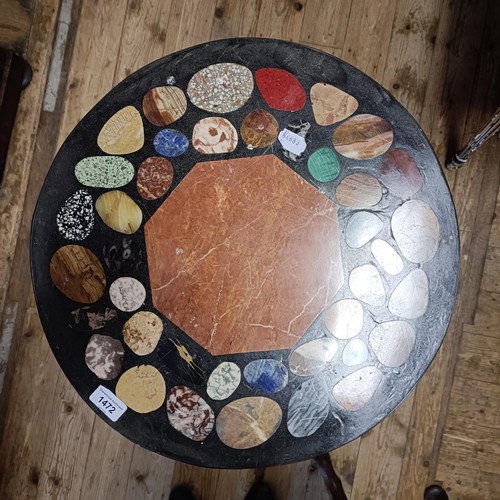 1472 - A specimen table, on a mahogany base, 46 cm wide