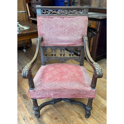 1539 - A Continental walnut framed armchair