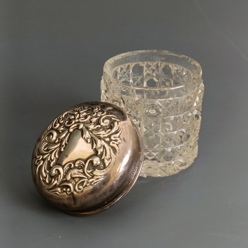 71 - A cut glass and silver mounted jar, 8 cm high, and three others similar (4)