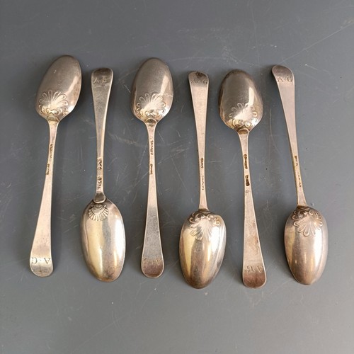 96 - A set of five George III silver picture back teaspoons, and another similar (6)