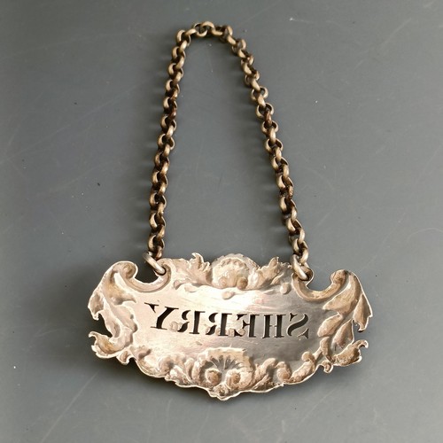 168 - A silver decanter label, Sherry, London 1805