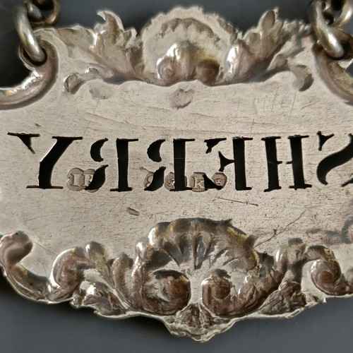 168 - A silver decanter label, Sherry, London 1805