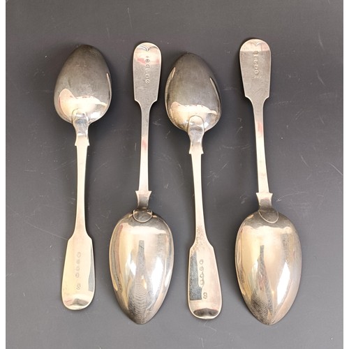 189 - A set of four silver fiddle pattern spoons, London 1869, 8.4 ozt