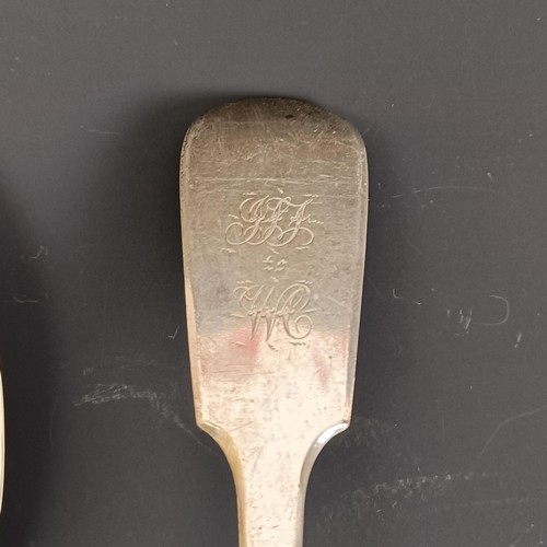 189 - A set of four silver fiddle pattern spoons, London 1869, 8.4 ozt