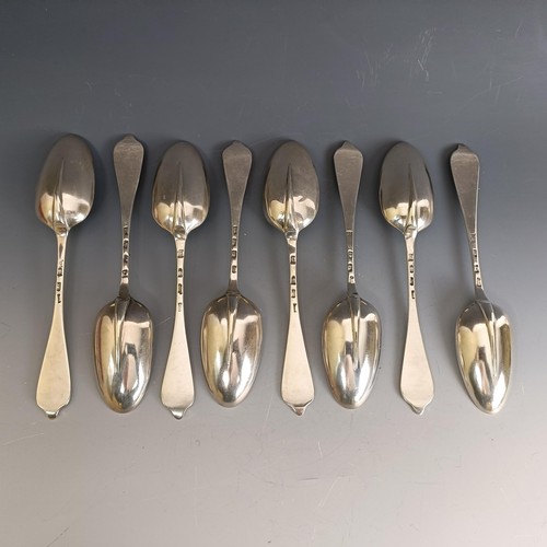 214 - A set of eight mid 18th century silver dog nose tablespoons, London 1759, 17.1 ozt