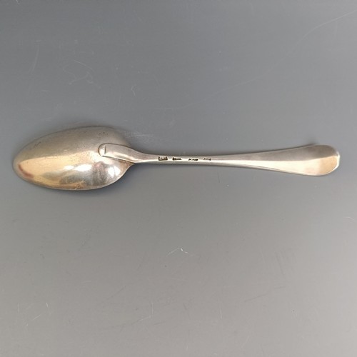 215 - A mid 18th century, silver Old English pattern tablespoon, initialled, marks indistinct, probably Lo... 