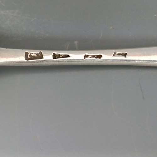 215 - A mid 18th century, silver Old English pattern tablespoon, initialled, marks indistinct, probably Lo... 