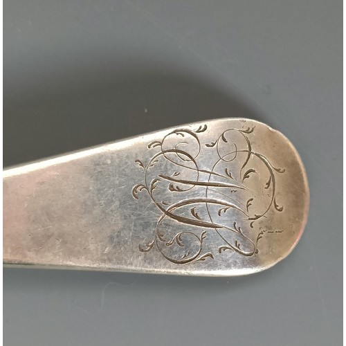 215 - A mid 18th century, silver Old English pattern tablespoon, initialled, marks indistinct, probably Lo... 