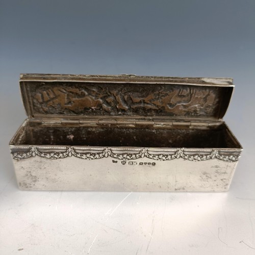 226 - A silver rectangular box, with embossed decoration, Chester 1902, 2.6 ozt, 11 cm wide