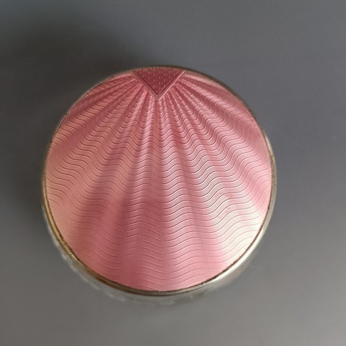 228 - A silver, enamel and glass jar and cover, Birmingham 1938, 9 cm diameter