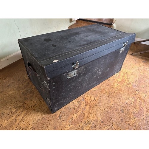 2 - A Brook's vintage car trunk, fitted two suitcases, attic stored