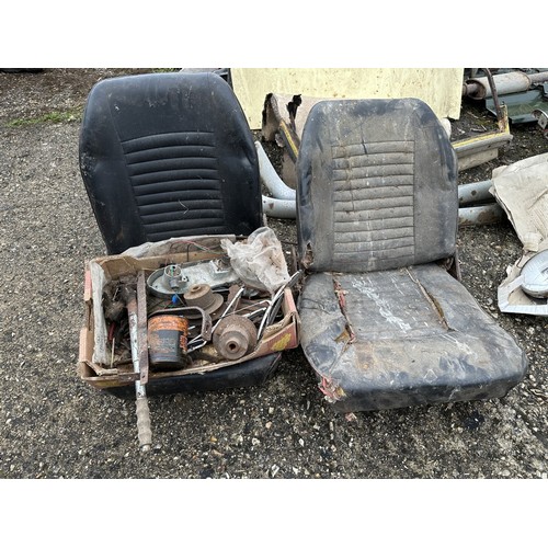 7 - Assorted body panels, spares and items, from a Triumph TR4/4A/5, barn stored (qty)