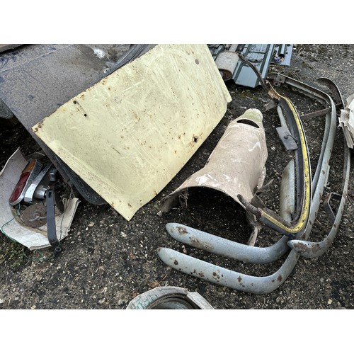 7 - Assorted body panels, spares and items, from a Triumph TR4/4A/5, barn stored (qty)